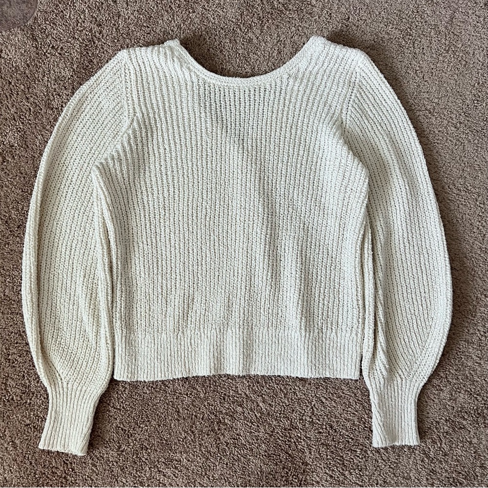 Abercrombie Button-Back Puff Sleeve Sweater | Size XL